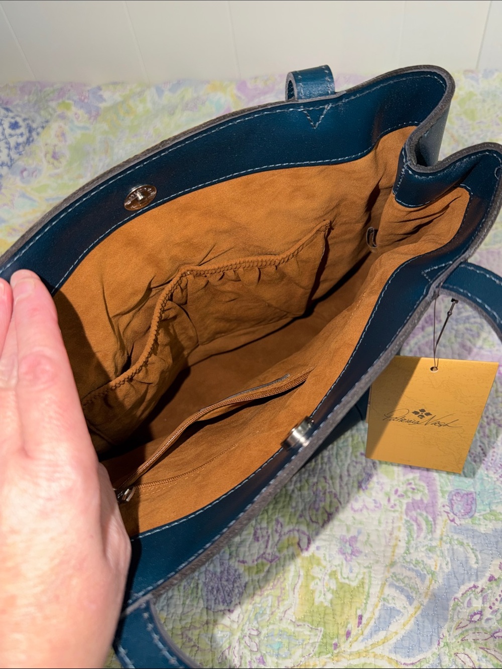 Patricia Nash Vintage Veg tan Everton tote Lapis P970333 NEW with Dust cover - Picture 8 of 16